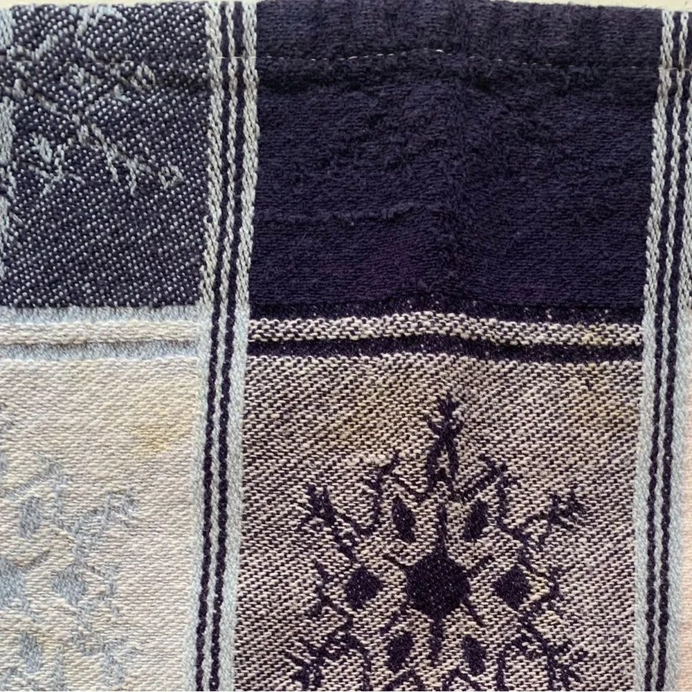 Blue And White Checked Snowflake Bathroom Face Wash Cloths Set of 8